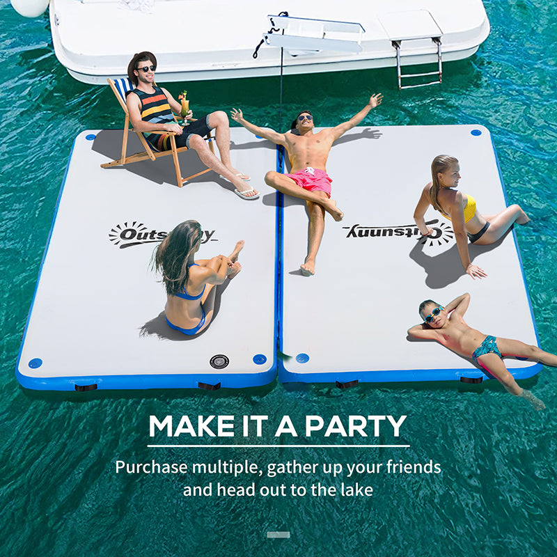 10 x 7ft Water Inflatable Floating Dock, Inflatable Platform Island, Large Floating Mat Raft with Air Pump & Backpack, for Pool, Beach, Ocean, White