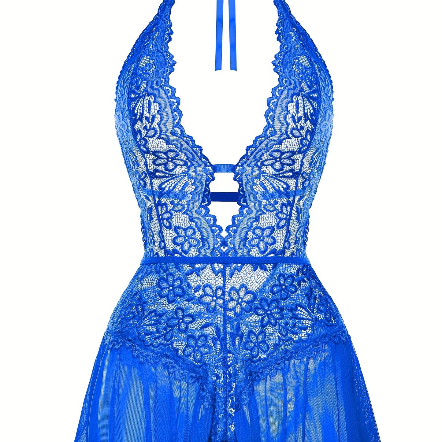 Sultry Floral Lace Teddy Bodysuit - Teddies with Halter Strappy Backless Open Crotch Design, Sexy Women's Lingerie & Underwear for Romantic Nights Out