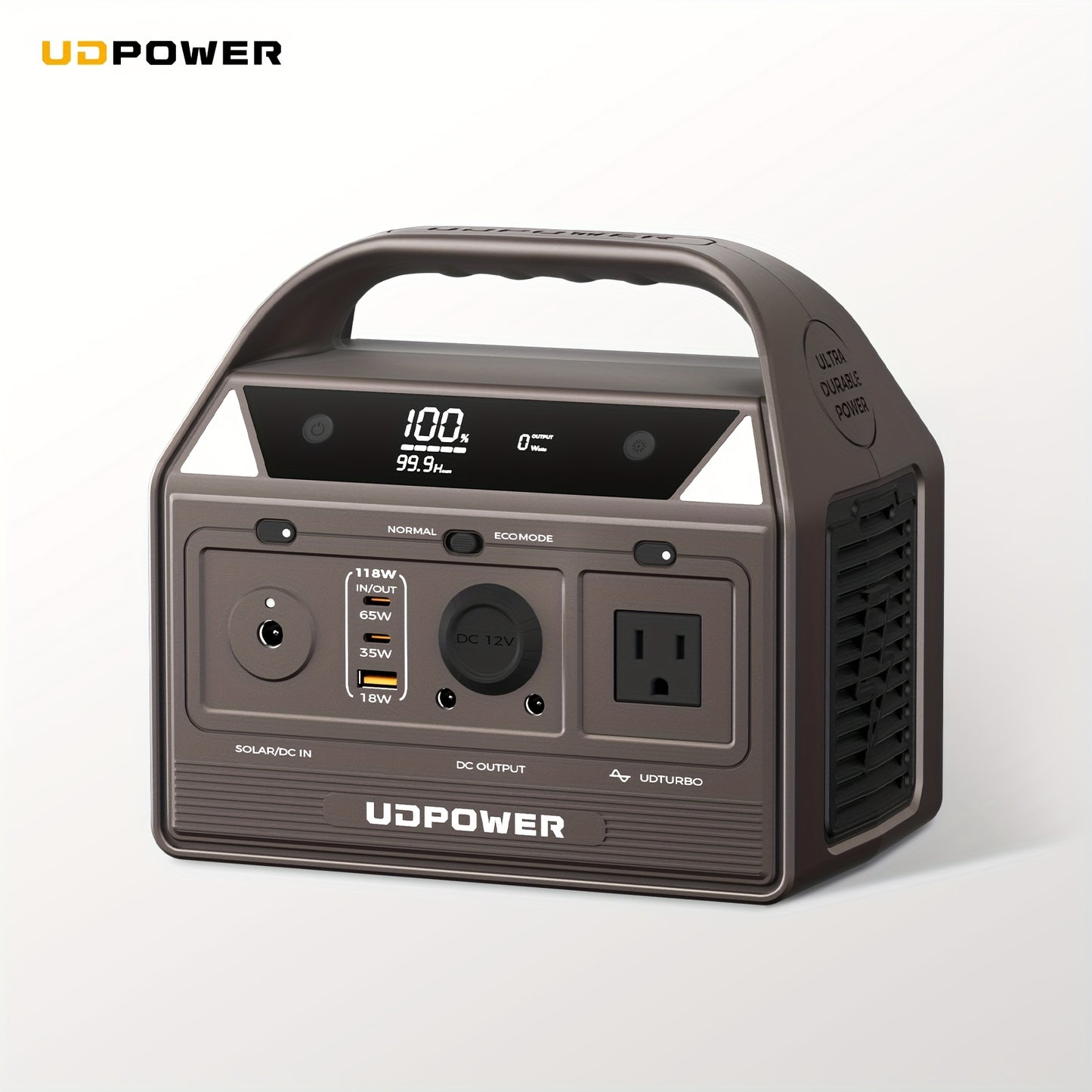 UDPOWER Portable Solar Generator - 1200W, 800W, 400W Options, AC Outlet, 2 DC & 3 USB Ports, Backup Battery for Outdoor Trips, Camping & Emergency, Outdoor Power Station | Modern Power Station | Durable Power Source, Portable