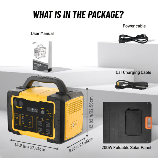 1800W 1024Wh Portable Power Station with 200W Solar Panel, 1024Wh LiFePO4 Battery, 1.2H Fast Charging, UPS Function, 4x1800W AC/100W USB-C Output Use As A Solar Generator for Home Backup Power, Camping & RVs, CPAP