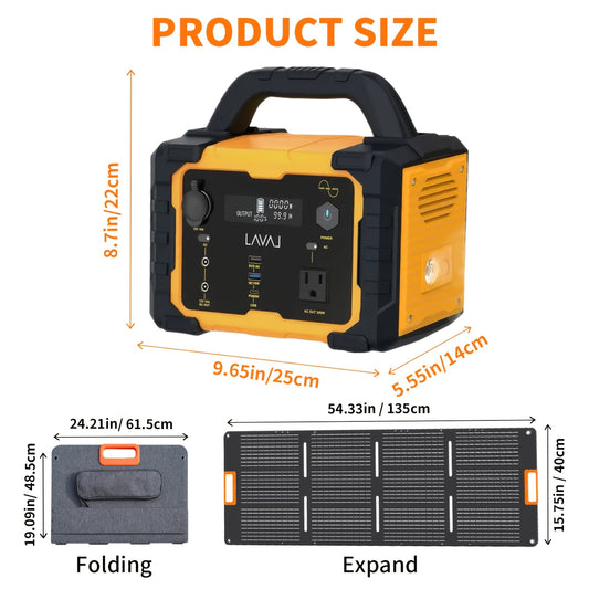 INNOVATIVE LIFE Portable Solar Generator 300W (peak 600W)/294WH With 100W Foldable Solar Panel Plug Charger Suitable For Hydraulic, Outdoor, Camping, Emergency Power, RV