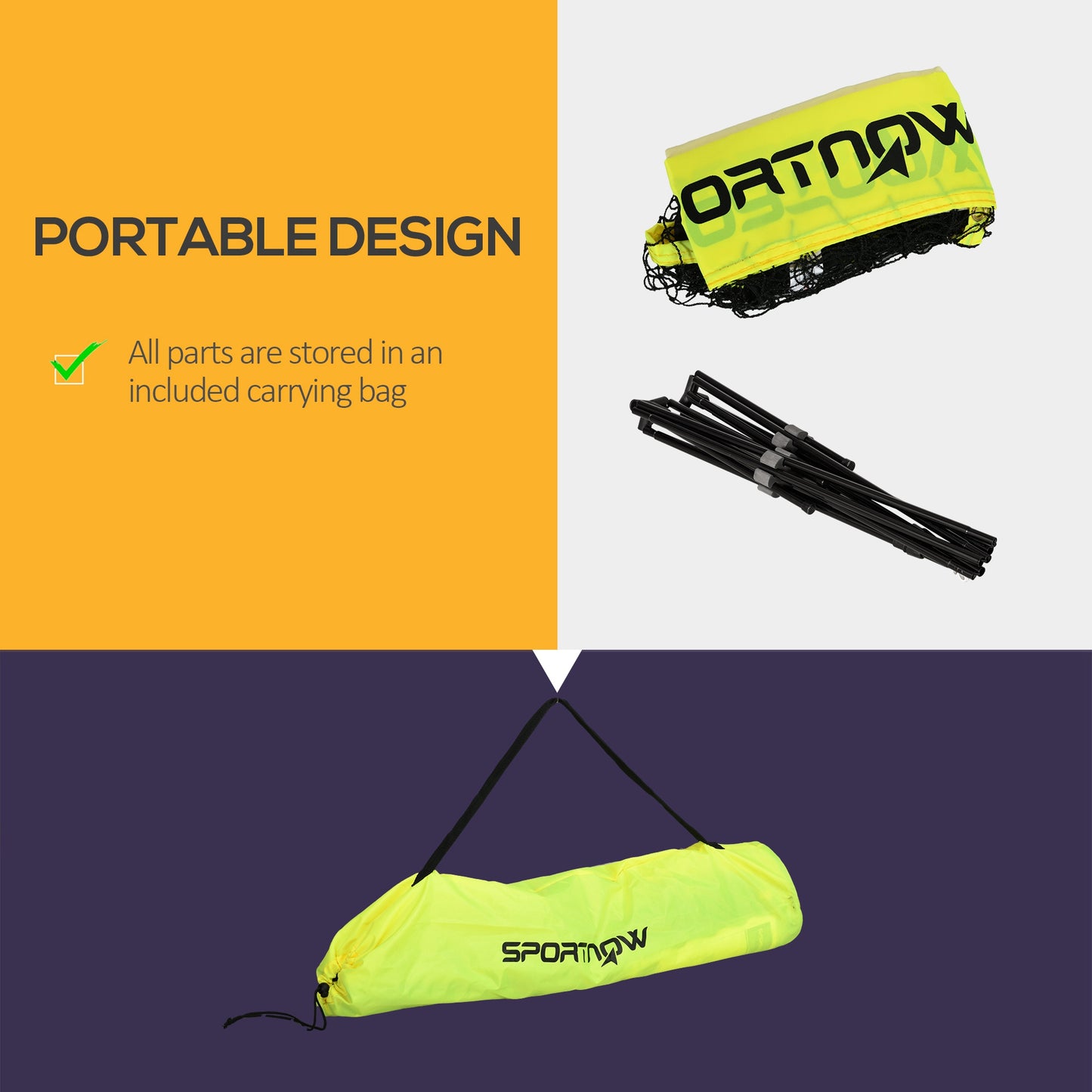 SPORTNOW 3m Badminton Net, Height Adjustable Outdoor Sports Net, With Carry Bag, For Tennis, Pickleball, Volleyball