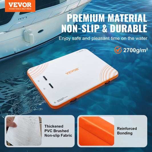 Inflatable Floating Dock, 10 X 8FT Inflatable Dock Platform, Non-Slip Water Floating Dock Mat With Detachable Ladder & Portable Carrying Bag, Floating Platform Island Raft For Ocean Pool Beach