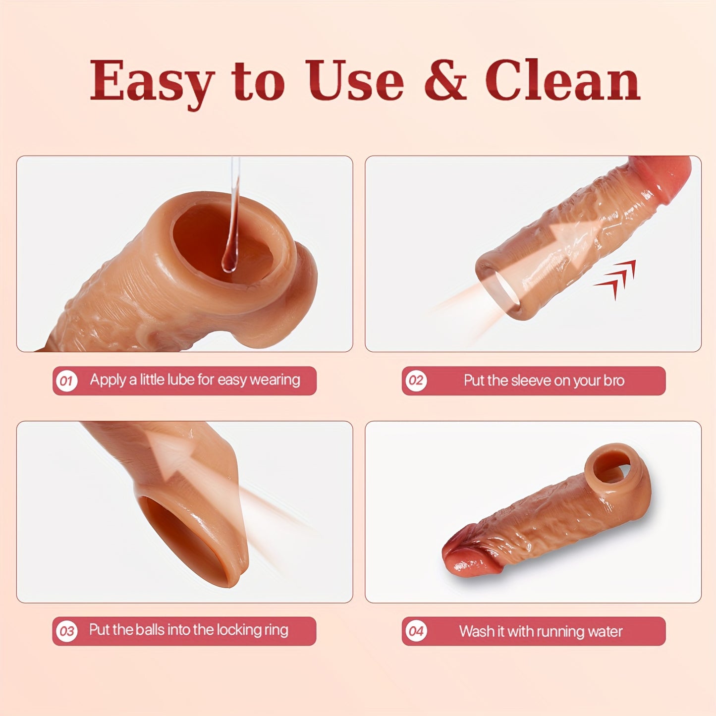 1pc 6.89inch Penis Sleeve, Waterproof, Skin-friendly Silicone, Reusable Dildo Penis Sleeve Extender, Realistic Textured Cock Extender Body-Safe Stretchy Soft Material Cock Enlarger Applicative For Men And Couple