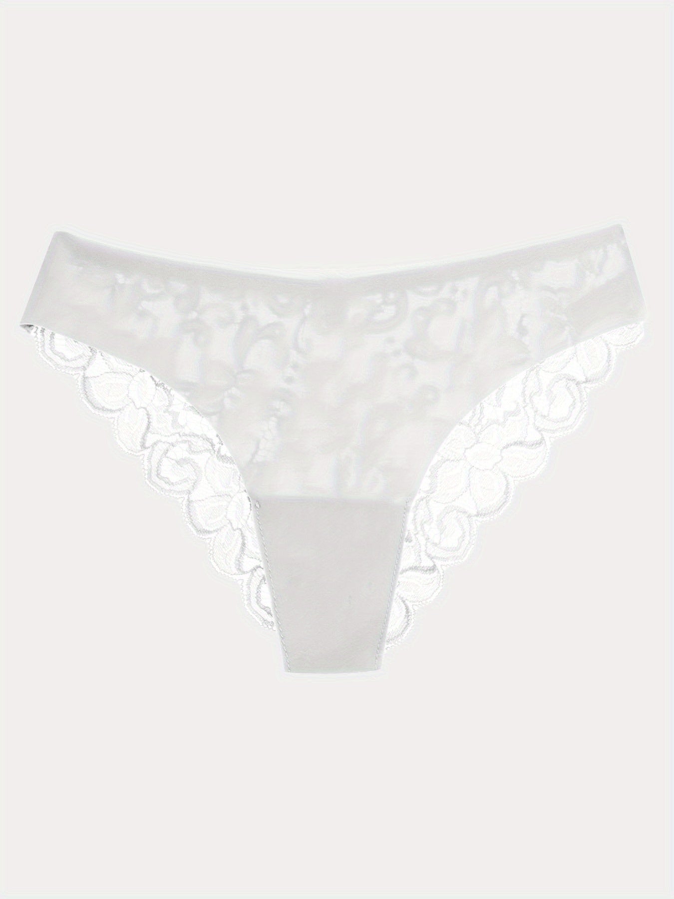 6pcs Contrast Lace Briefs, Comfy & Seamless Scallop Trim Intimates Panties, Women's Lingerie & Underwear