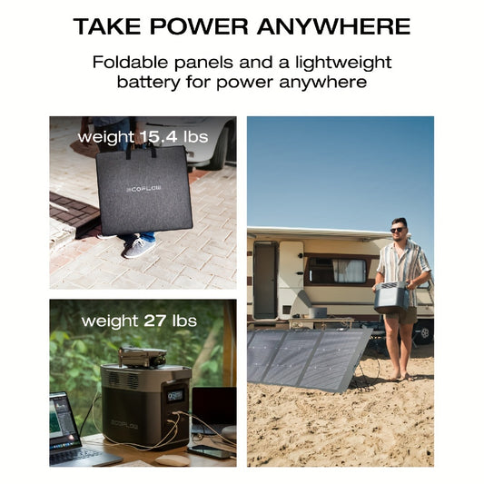 EF ECOFLOW Portable Power Station DELTA 2, 950Wh LiFePO4 (LFP) Battery, Fast Charging, Solar Generator(with Solar Panel ) For Home Backup Power, Camping & RVs