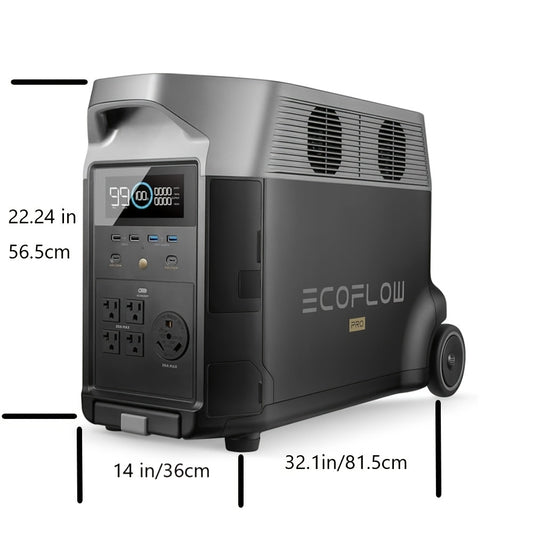 ECOFLOW DELTA Pro 3600Wh Portable Power Station - 5x 120V AC Outlets, 3600W, Fast Charge in 2.7H, Lithium Iron Phosphate Battery, Solar Generator for Home, Camping, RV & Emergency Use, Power Outage, Lifepo4