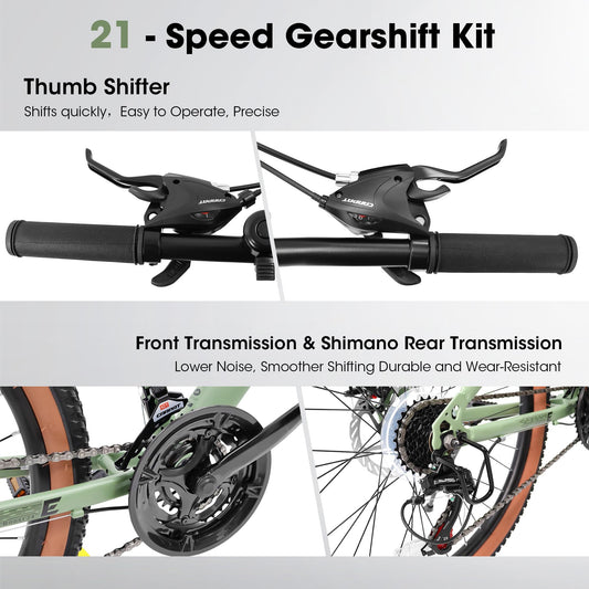 A27301 27.5 Inch Mountain Bike For Adults, Durable High Carbon Steel Frame, Disc Brakes, Stylish Brown Edge Tires, Ideal For Commuting And Outdoor Exploration