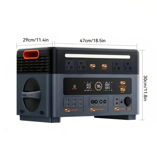 OSCAL Powermax 2400 Portable Power Station with 2pcs 200Watt Solar Panel | 2400W Solar Generator with 6× Longer Lifespan LiFePO4 Batteries, PowerHouse 1872Wh, Ideal for Home, Outdoor Camping, RV
