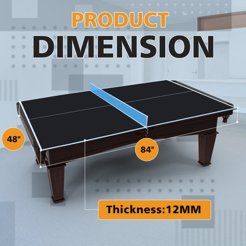 7 X4ft Black Mid-Size Ping Pong Conversion Top Foldable & Portable Table Tennis Table Top For Indoor Games