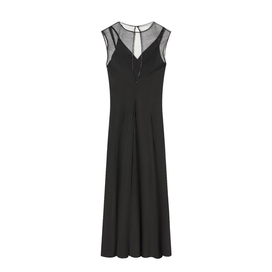 Elegant Sheer Dress Black Mini Dress for Women