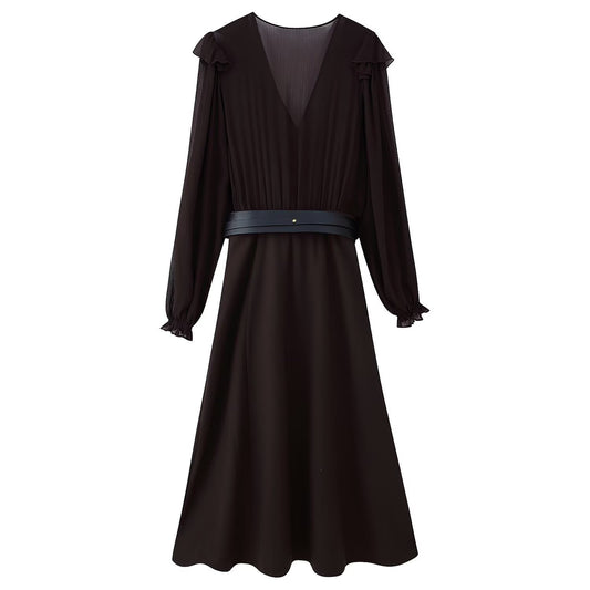 New Women's Dress with Belted Panel Midi Dress
