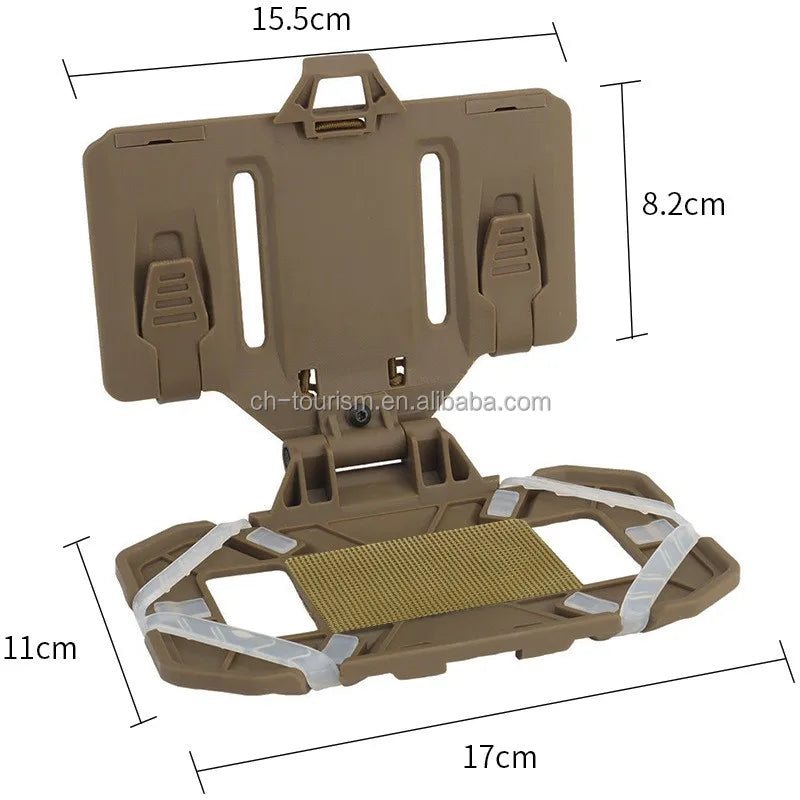 Tactical Vest Zipper Closure Universal Chest Phone Holder Board Foldable Molle Mount Navigator for Outdoor Games Phone Carrier