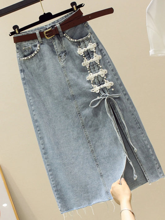 Boutique Wholesale 2025 Spring Fashion New High Waist Slimming Denim A-line Women's Skirt