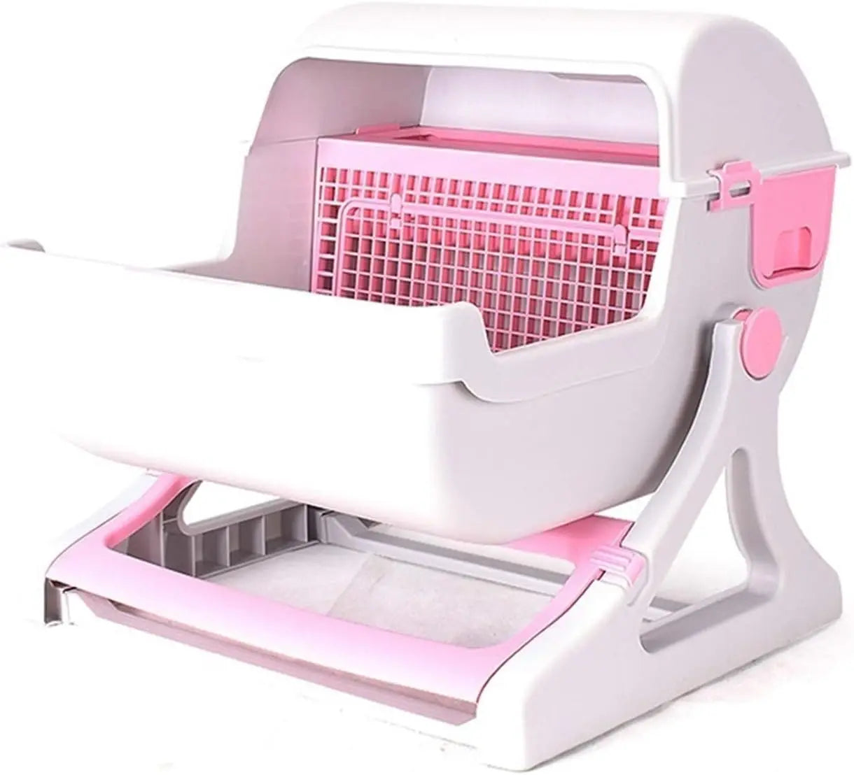 Plastic Cat Litter Box Flip Lid Semi-Automatic Quick Cleaning Luxury Cat Toilet Tray PP Resin Pet Litter Pan Cat Products