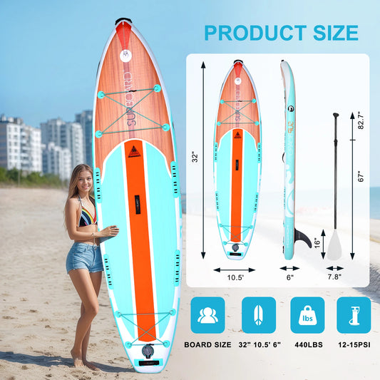 Innovative All Around Inflatable Paddle Board with EVA Deck Pad for Lakes Rivers Ocean and Yoga Recreation Activities