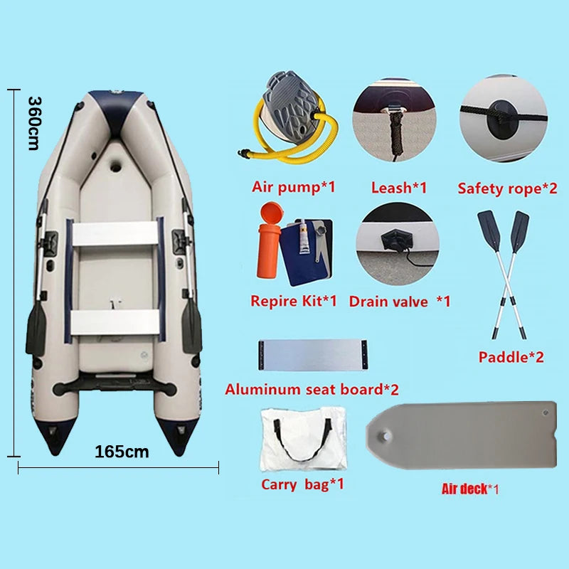 3.6 m MC360-3 6 Person Inflatable Luxury Yacht Rescue Assault Speed Fishing Boat 10.8 ft Air Deck Floor Thermal Welded Process