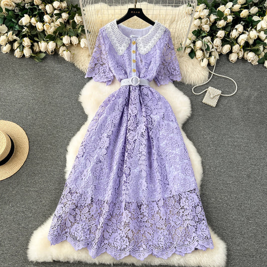 Summer French New Sweet Slim Fit Mid Length Women's Dress