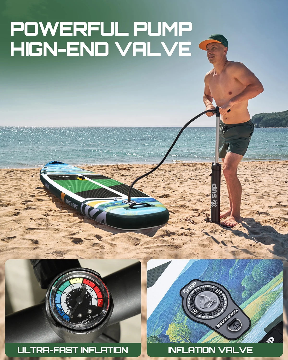 11ft 6in extra Wide Easy to Carry Inflatable Paddleboard USA Warehouse Drop Ship sup Water Play Surfing