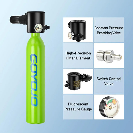 GOYOJO Scuba Tank 6-10 Minutes Portable Lungs Air Buddy 0.5L Mini Diving Equipment Underwater Breath System Cylinder Oxygen