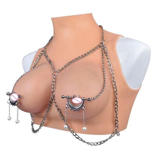 QK-C8026 BDSM Stainless Steel Chains and Nipple Clamps Adult Products Breast Clamp for Women