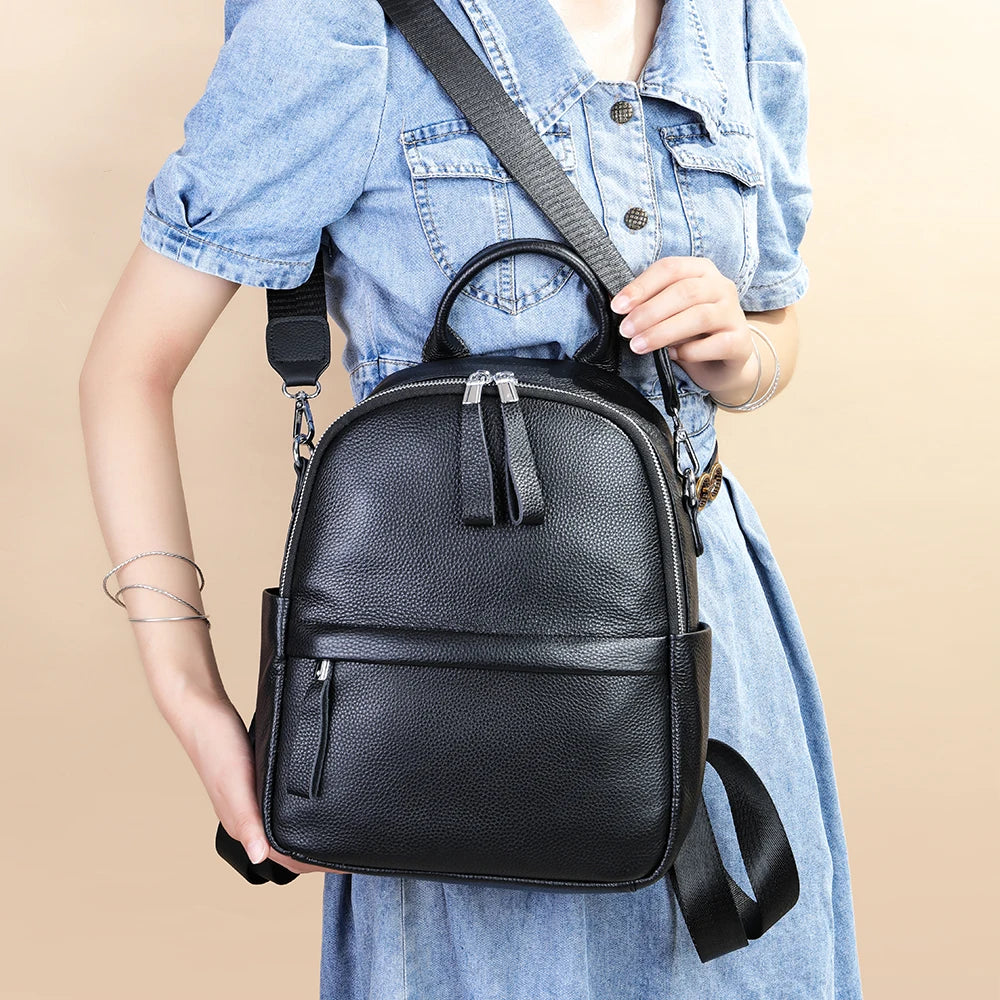 Designer Ladies Lightweight Genuine Leather Convertible Shoulder Satchel Bag Luxury Travel Work Backpack for Women