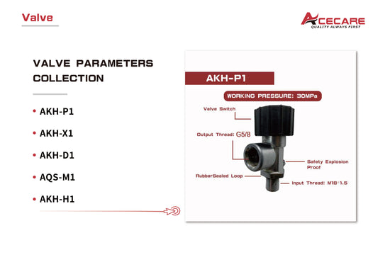 Acecare 300bar 4500psi Valve Combination Sets for Hpa Tank Paintball Tank Scuba Tank
