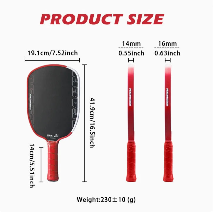 Agassi GEN4 Core Hot Pressed Integrated Matte Finish Pickleball Paddle Lightweight 14-16mm Thickness for Advance