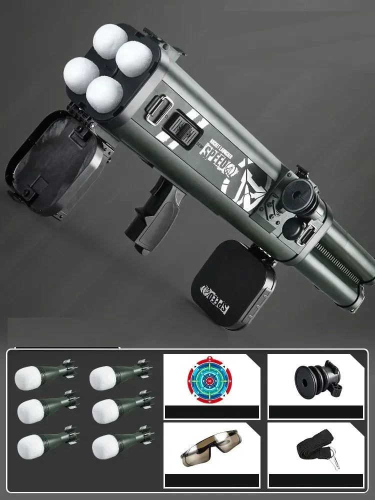2026 Quadruple Rocket Launcher Toy Gun Shooting Model Soft Bullet Blaster Outdoor Games Weapon for Children Boys Gift