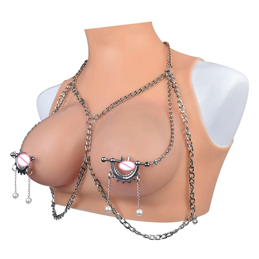 QK-C8026 BDSM Stainless Steel Chains and Nipple Clamps Adult Products Breast Clamp for Women