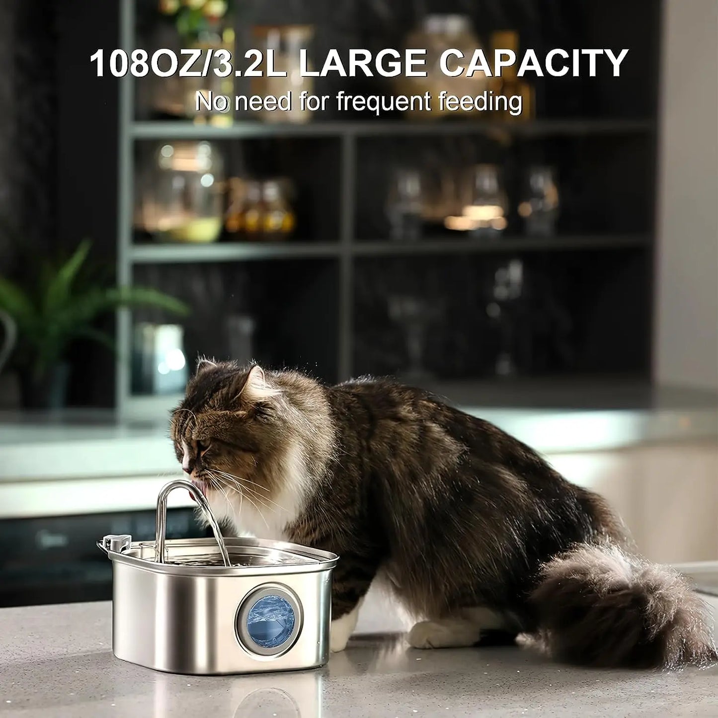Stainless Steel Cat Water Fountain 3.2L Pet Water Fountain Pet Water Dispenser Automatic Cat Fountain Dog Bowls Cat Products