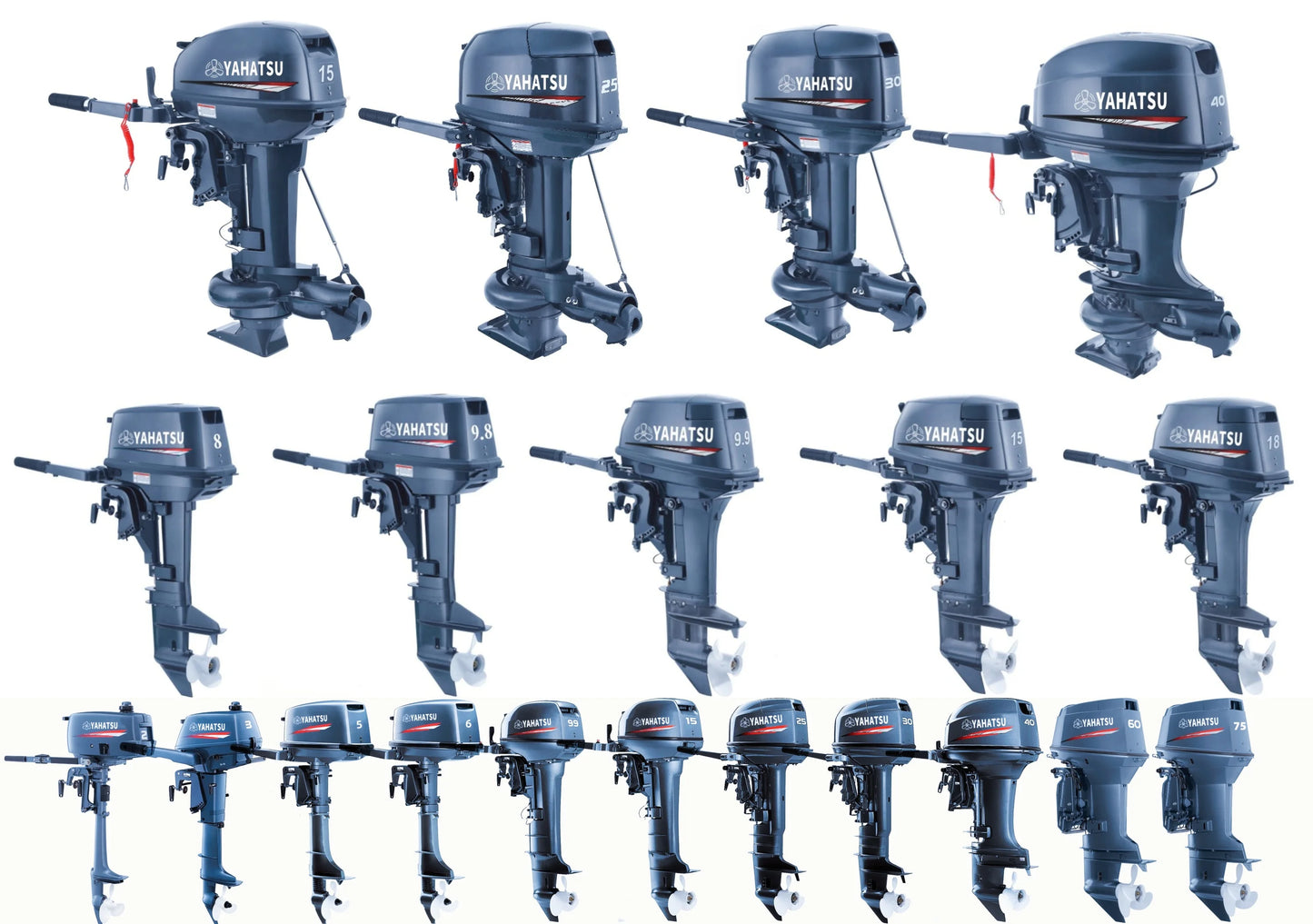 YAHATSU 2 Stroke 15hp Outboard Motor Marine Engine Compatible with Original YAMAHA Boat Motor and Spare Parts