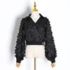 Womens Shirts Blouse Stand Collar Long Sleeve Hollow Out Patchwork Lace Tops Female Spring Elegant Fashion