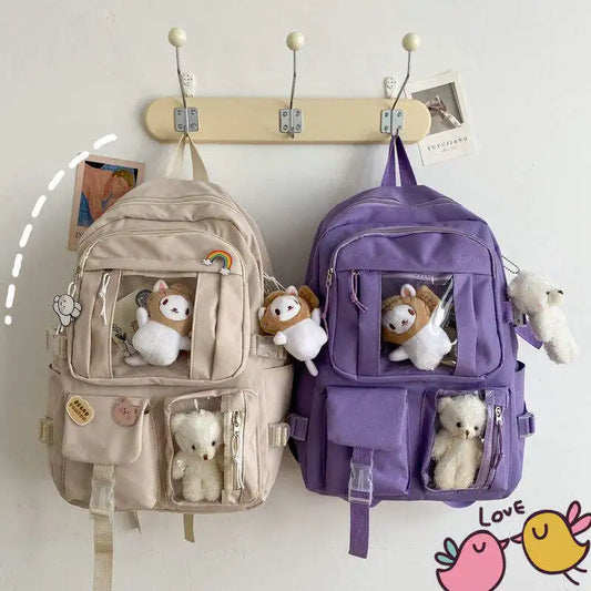 Kawaii Backpack Cute Backpack for Teen Girl School Kids Book Bag Travel Backpack Large Capacity Aesthetic Canvas School Bag
