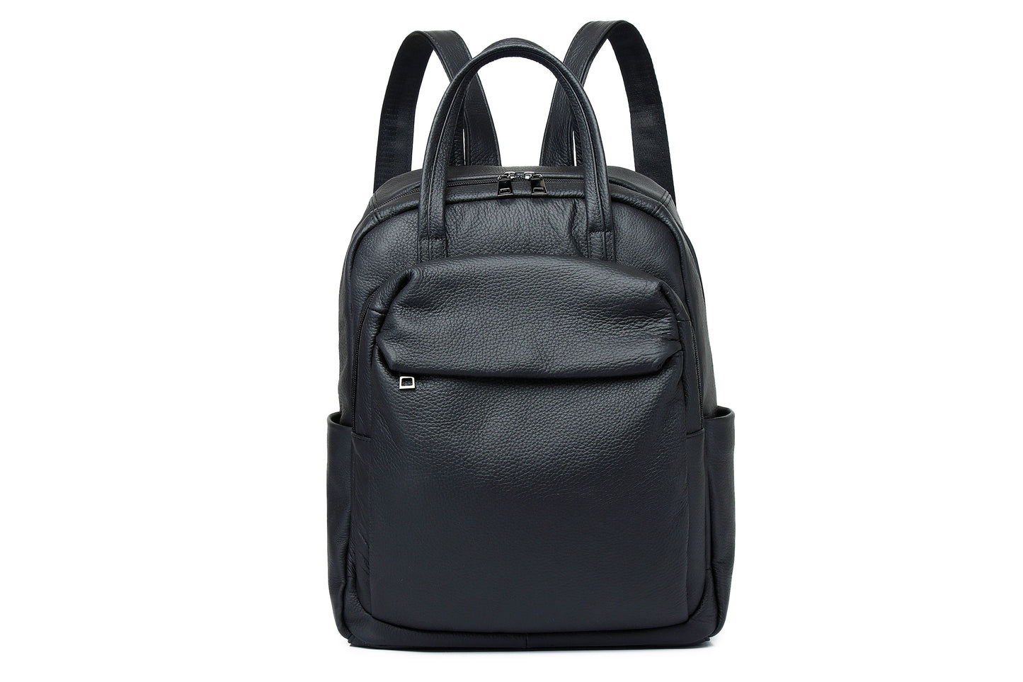 Large Capacity Genuine Leather Business & Travel Backpack with 13" Laptop Compartment England Style Unisex Design Zipper Closure