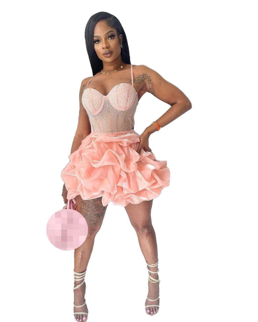 Summer Women Party Clothing Sleeveless Halter Beading Pleated Mini Dress Women Elegant Casual Dresses