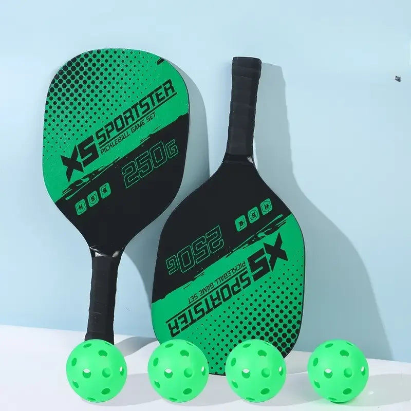 Pickleball Racket Set (2 Rackets + 4 Balls + 1 Cosmetics Bag) High-Quality Poplar Base Plate Pickleball Racket Set Outdoor Sports Special Beginners Entry Training Racket Beach Sports Equipment