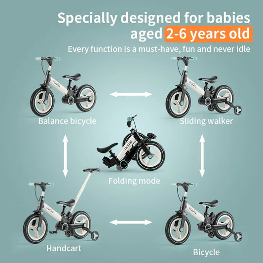 Children's bicycle balance bike 4-in-1 1-6-year-old girl boy pedal folding bike