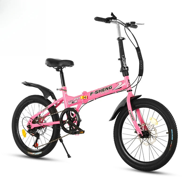 20Inch Folding Bicycle 6-Speed Double Disc Brake Geared Bicycle - Compact Travel-Friendly Bike for Easy Storage And Transport