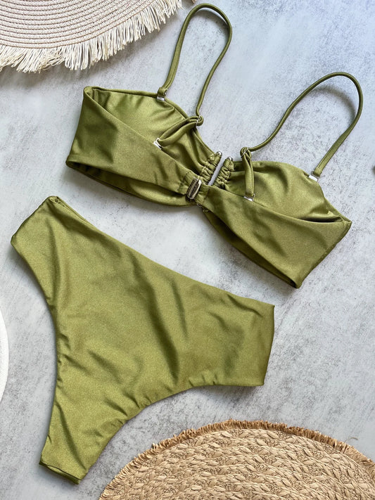 Bandeau Bikini Push Up Women Swimsuits 2024 Sexy Female Swimwear Brazilian Bikini Set Thong Biquini Swim Suits Solid Beachwear
