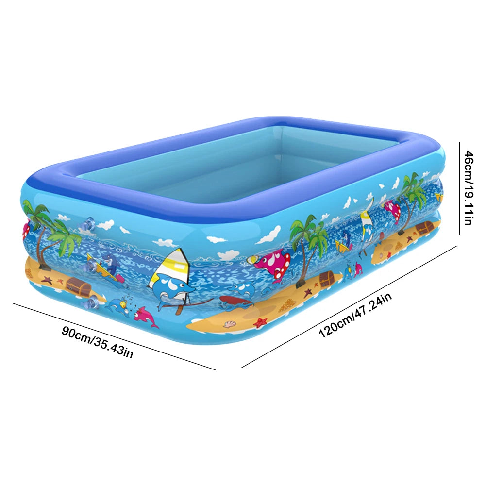 Inflatable Swimming Pool Large Family Pools 120cm Rectangle Framed Children Swimming Pool Summer Outdoor Pool Baby Bathtub Toys
