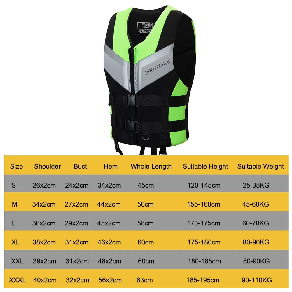 Neoprene Life Jacket Buoyancy Fishing Water Ski Vest Wear-resistant Survival Suit Water Sports Life Jacket For Swimming Fishing