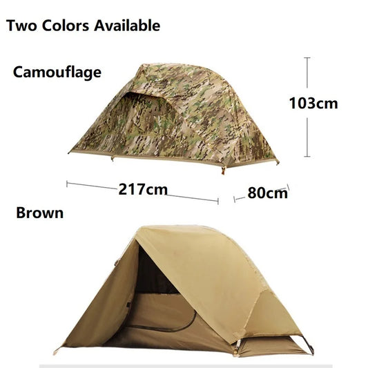 Outdoor Single Camping Tent Ultra light Hiking Tent, Double-layer Marching Camouflage Rainproof Tent trekking Shelter Tent