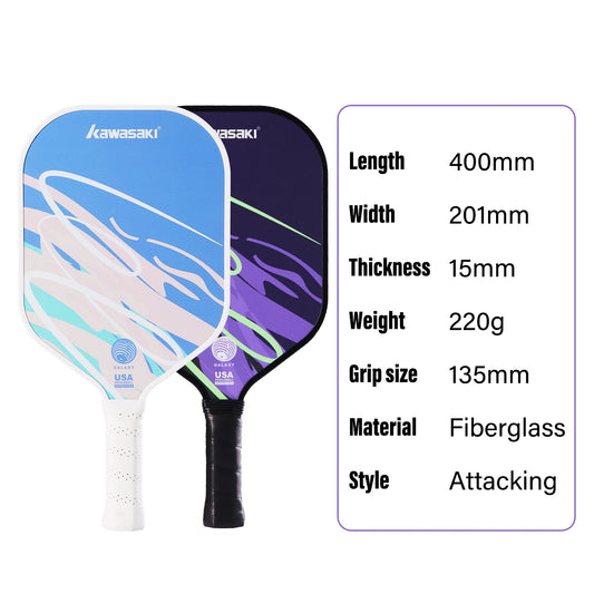 Kawasaki 2025 NEW Galaxy Pickleball Racket Ultra Lightweight Fiberglass Surface Entry-Level pickleball paddle 15mm