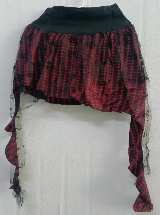 Y2K Skirts for Women Japanese Sweet Harajuku Mujer Faldas Punk Irregular Aesthetic Skirt Gauze Patch Plaid Vintage Faldas