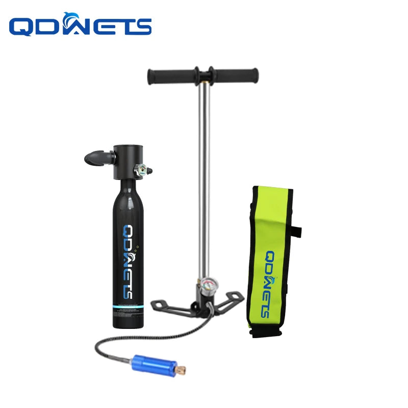 Mini Scuba Tank Diving Equipment 0.5L Outdoor Oxygen Scuba Diving Tank 5-10 Minutes Cylinder Snorkeling Set Hand Pump