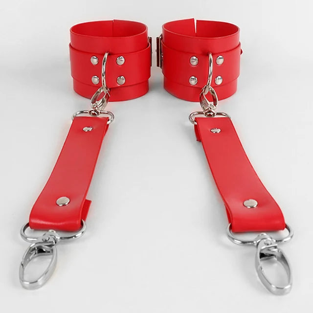 Adult Sex Toys For Women Leather Garter Lingerie Crotchless Erotic Leg Rings Harness Kit Leg Ring Handcuff Set Porn Restraints