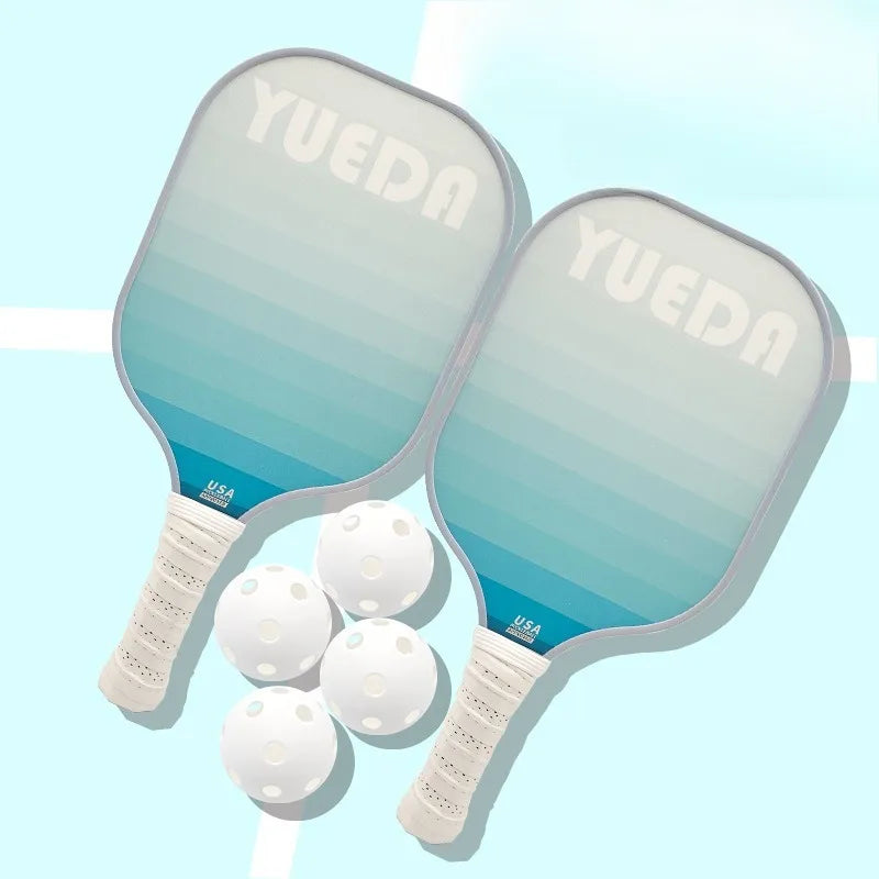 Gradient Color Pickleball Paddles Set USAPA Approved Fiberglass Fiber of 2 Lightweight Pickle Ball Rackets with 4 Balls 1 Bag