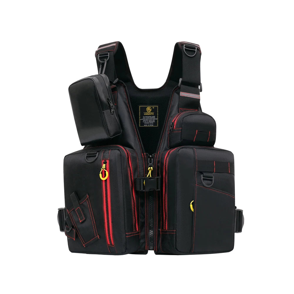 multi-functional life jacket vest for outdoor fishing, a must-have for safety. Multiple pockets for storage, buoyant materials