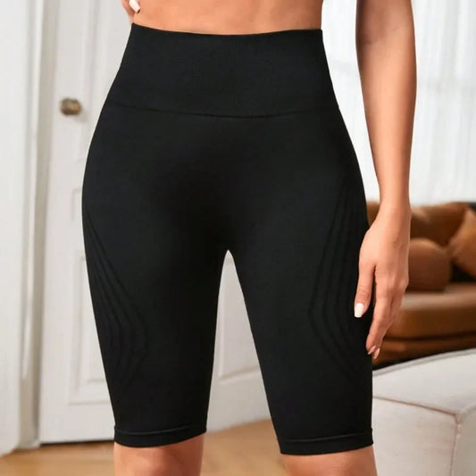 Seamless Knit Shorts for Women Striped Yoga Shorts High Waist Butt Lift Slim Gym Trainning Fashion Elastic Five Point Pants